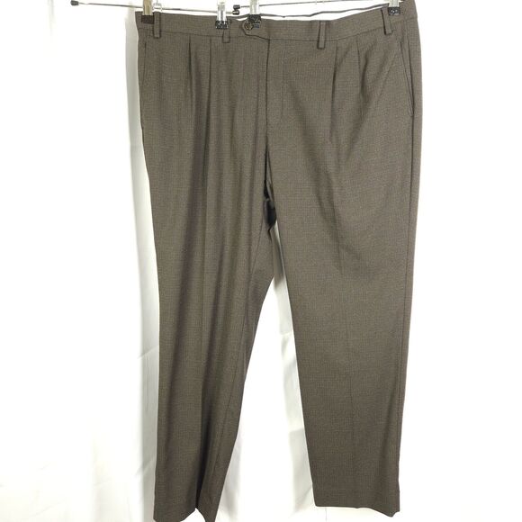 Ralph Lauren Mens 40x29 Grayish Brown Polyester Viscose Pleated Dress Pants - Picture 1 of 6